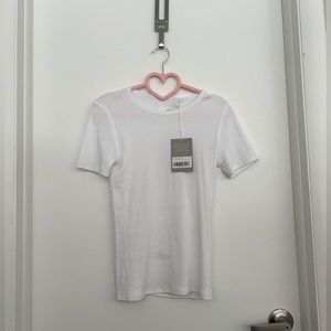 NWT Everlane The Pima Micro-Rib Crew Tee, White, S